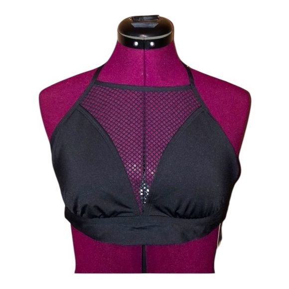 Black halter mesh bikini top - Picture 1 of 4